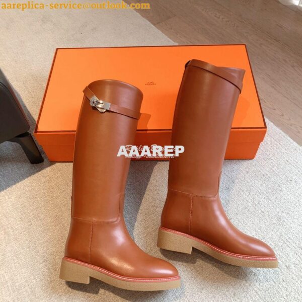 Replica Hermes Honey Boot in Heritage calfskin with rubber sole with c 7