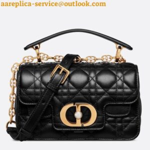 Replica Dior Mini Jolie Top Handle Bag in Black Cannage Calfskin