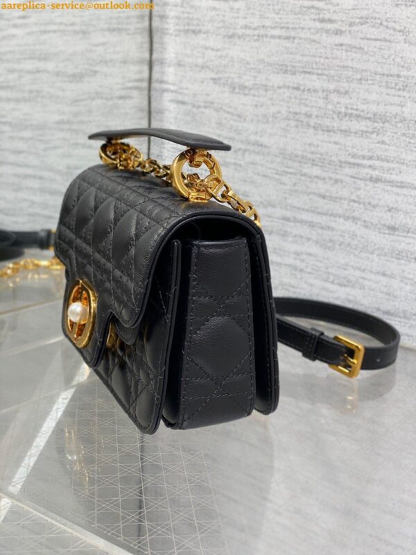 Replica Dior Mini Jolie Top Handle Bag in Black Cannage Calfskin 4