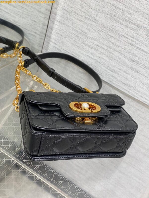 Replica Dior Mini Jolie Top Handle Bag in Black Cannage Calfskin 5