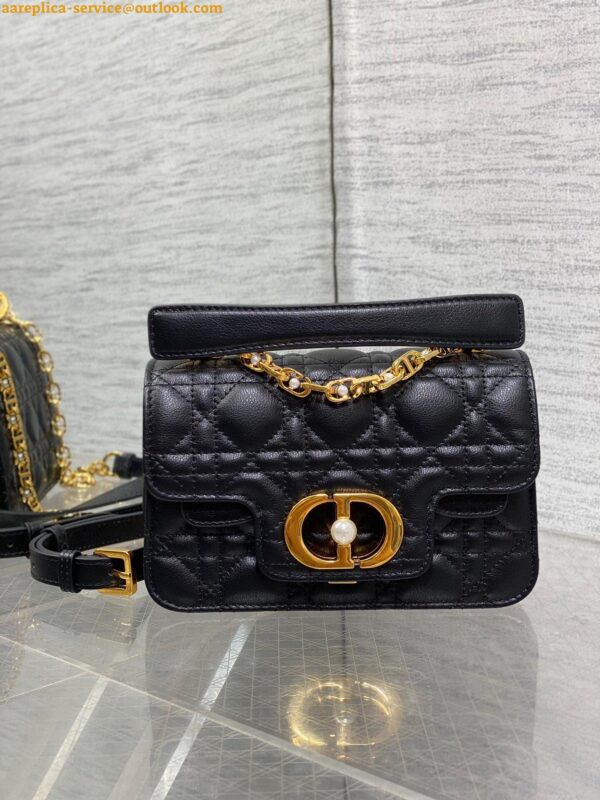 Replica Dior Mini Jolie Top Handle Bag in Black Cannage Calfskin 6