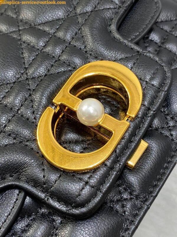 Replica Dior Mini Jolie Top Handle Bag in Black Cannage Calfskin 7