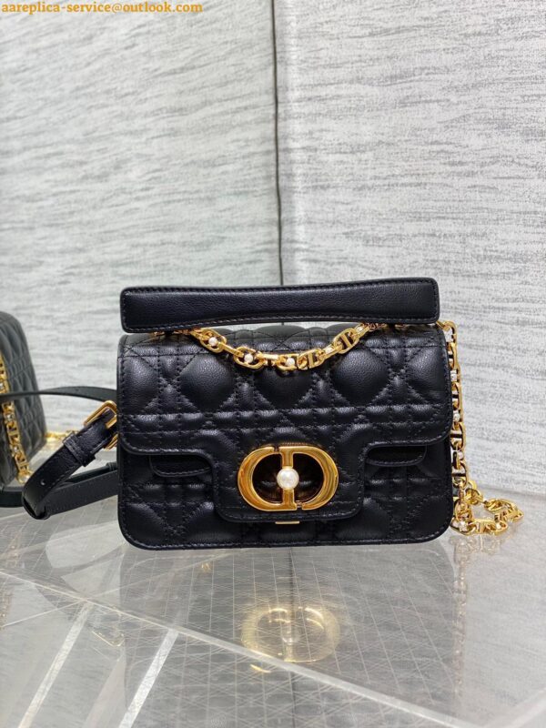 Replica Dior Mini Jolie Top Handle Bag in Black Cannage Calfskin 10