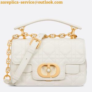 Replica Dior Mini Jolie Top Handle Bag in White Cannage Calfskin