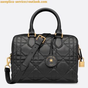 Replica Dior Groove 25 Bag in Black Macrocannage Calfskin 2