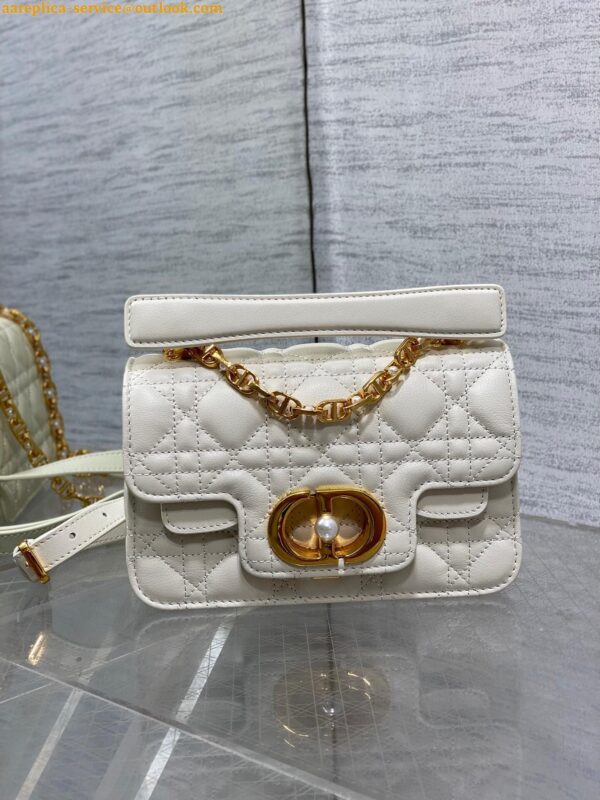 Replica Dior Mini Jolie Top Handle Bag in White Cannage Calfskin 6