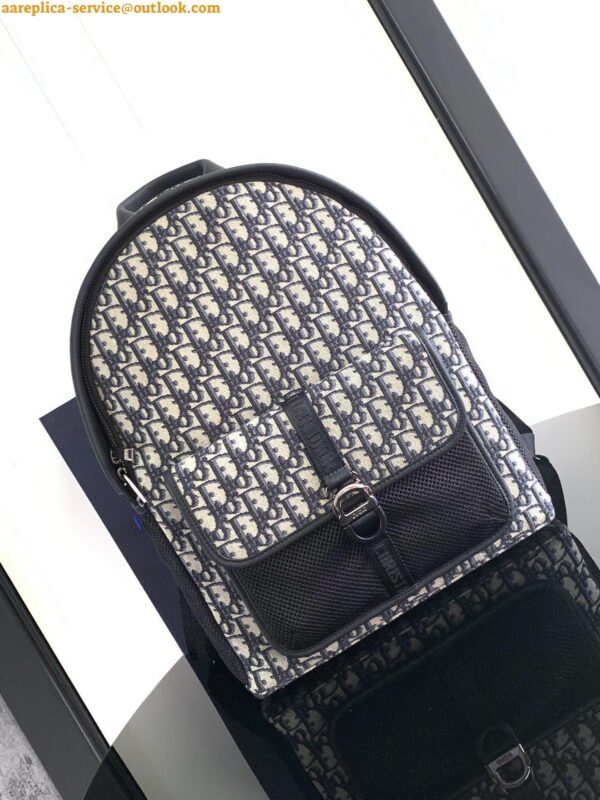 Replica Dior 8 Backpack in Beige and Black Dior Oblique Jacquard 5