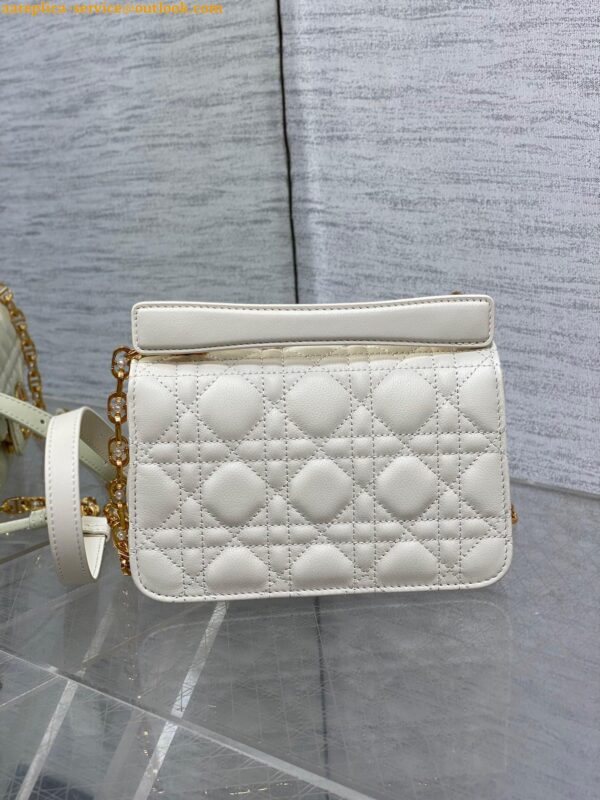 Replica Dior Mini Jolie Top Handle Bag in White Cannage Calfskin 10