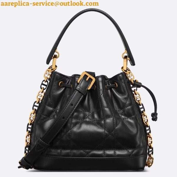 Replica Dior Small Jolie Bucket Bag in Black Macrocannage Lambskin 3