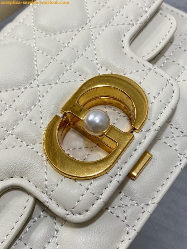 Replica Dior Mini Jolie Top Handle Bag in White Cannage Calfskin 13