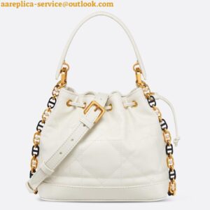 Replica Dior Small Jolie Bucket Bag in White Macrocannage Lambskin