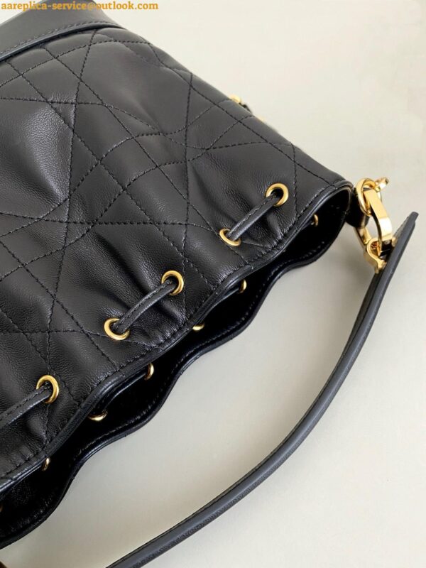 Replica Dior Small Jolie Bucket Bag in Black Macrocannage Lambskin 11