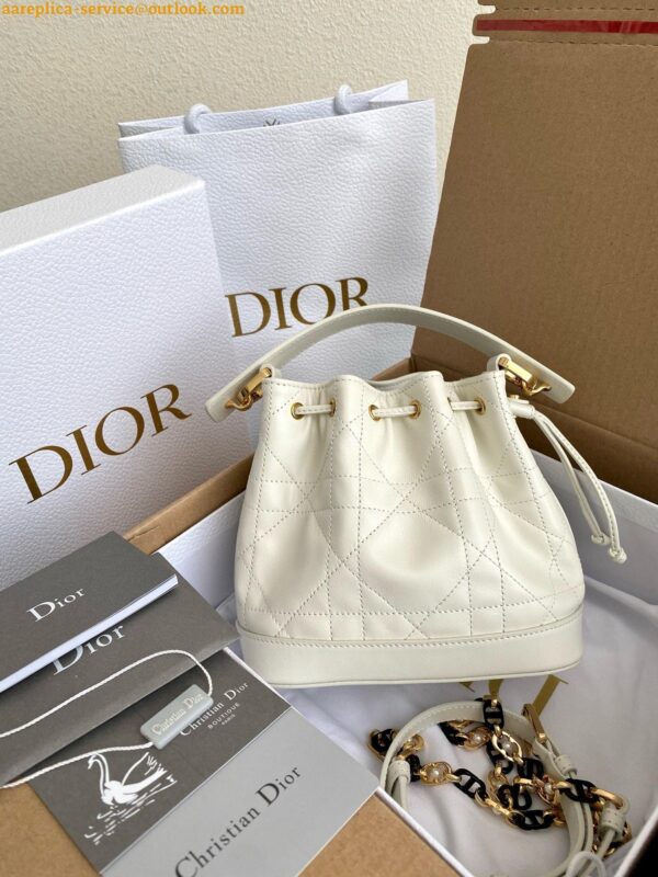 Replica Dior Small Jolie Bucket Bag in White Macrocannage Lambskin 7