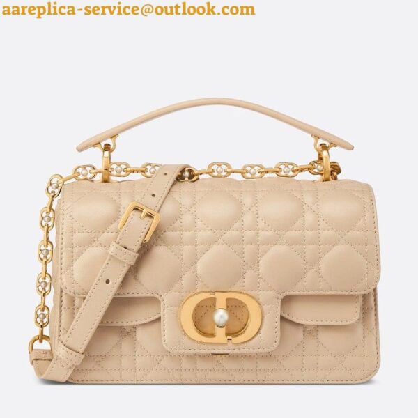 Replica Dior Small Jolie Top Handle Bag in Beige Cannage Calfskin 3