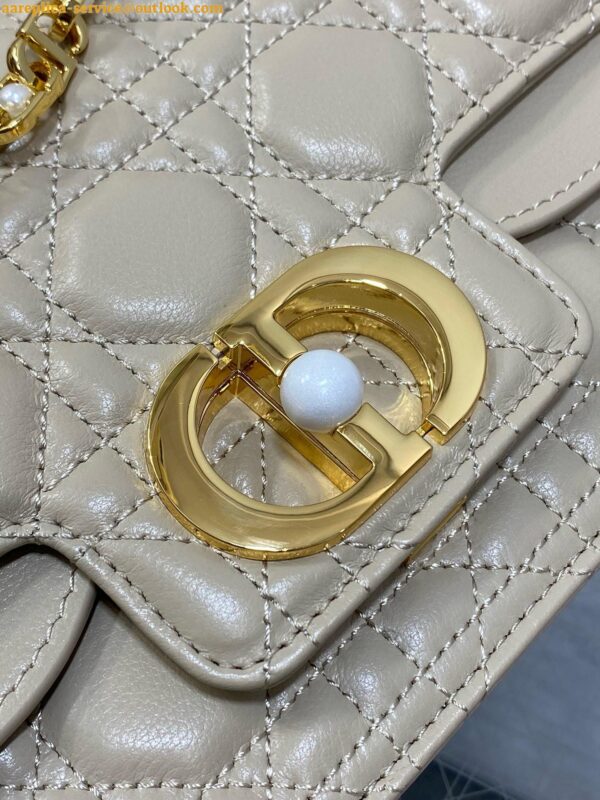 Replica Dior Small Jolie Top Handle Bag in Beige Cannage Calfskin 9