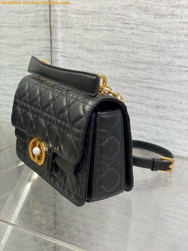 Replica Dior Small Jolie Top Handle Bag in Black Cannage Calfskin 7