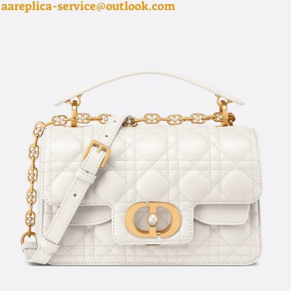 Replica Dior Small Jolie Top Handle Bag in White Cannage Calfskin 2