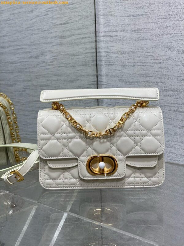 Replica Dior Small Jolie Top Handle Bag in White Cannage Calfskin 9