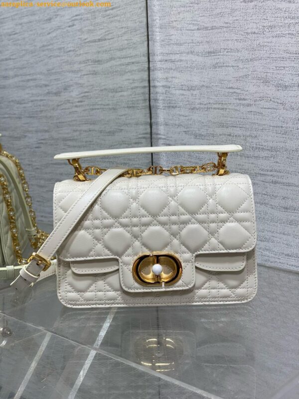 Replica Dior Small Jolie Top Handle Bag in White Cannage Calfskin 10