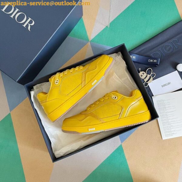 Replica Dior Men's B27 World Tour Sneakers In Yellow Leather 3