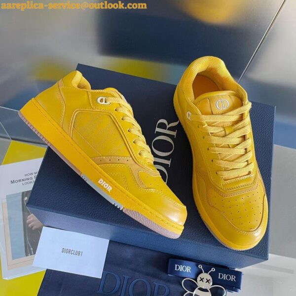 Replica Dior Men's B27 World Tour Sneakers In Yellow Leather 4