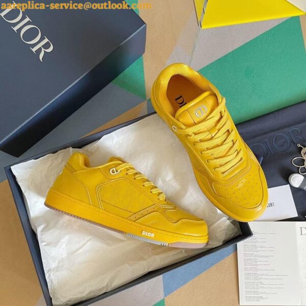 Replica Dior Men's B27 World Tour Sneakers In Yellow Leather 5