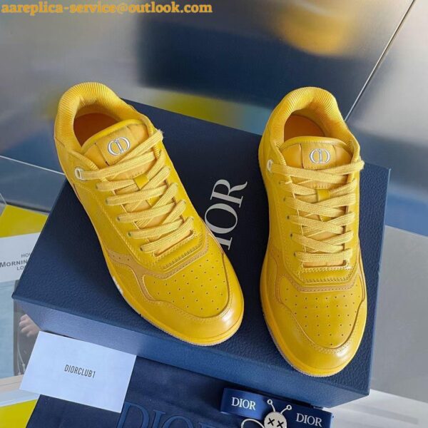 Replica Dior Men's B27 World Tour Sneakers In Yellow Leather 9