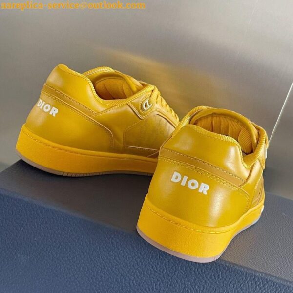 Replica Dior Men's B27 World Tour Sneakers In Yellow Leather 10