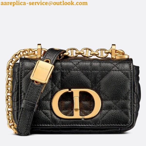 Replica Dior Caro Micro Bag In Black Cannage Calfskin 3