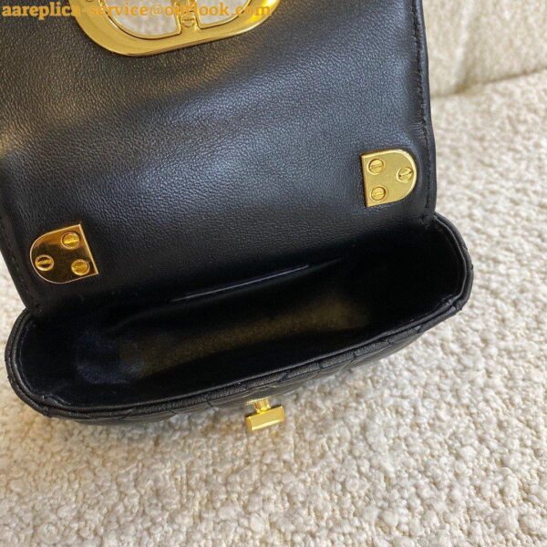 Replica Dior Caro Micro Bag In Black Cannage Calfskin 5