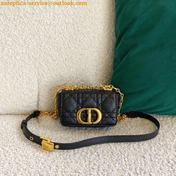 Replica Dior Caro Micro Bag In Black Cannage Calfskin 6