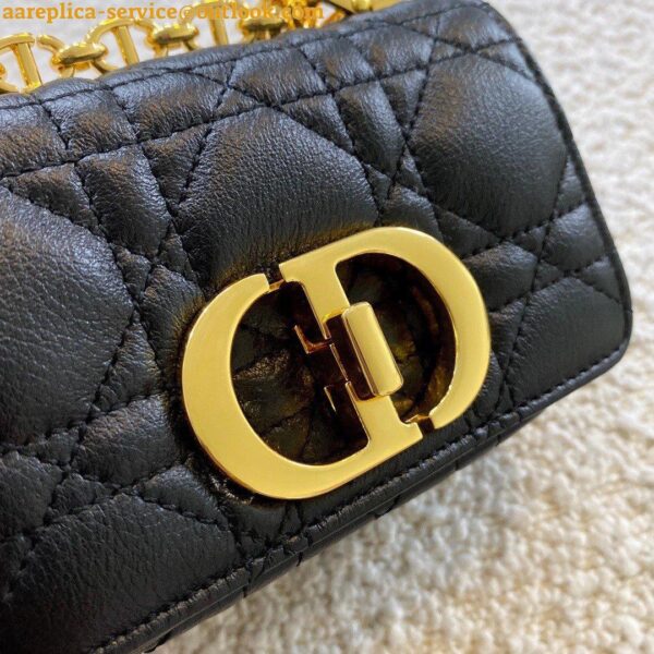 Replica Dior Caro Micro Bag In Black Cannage Calfskin 7