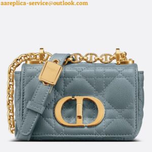 Replica Dior Caro Micro Bag In Blue Cannage Calfskin