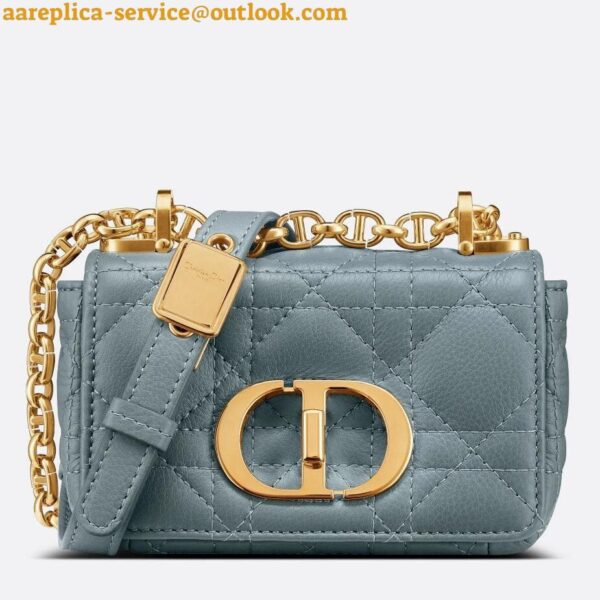 Replica Dior Caro Micro Bag In Blue Cannage Calfskin 3