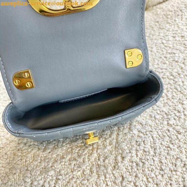 Replica Dior Caro Micro Bag In Blue Cannage Calfskin 7