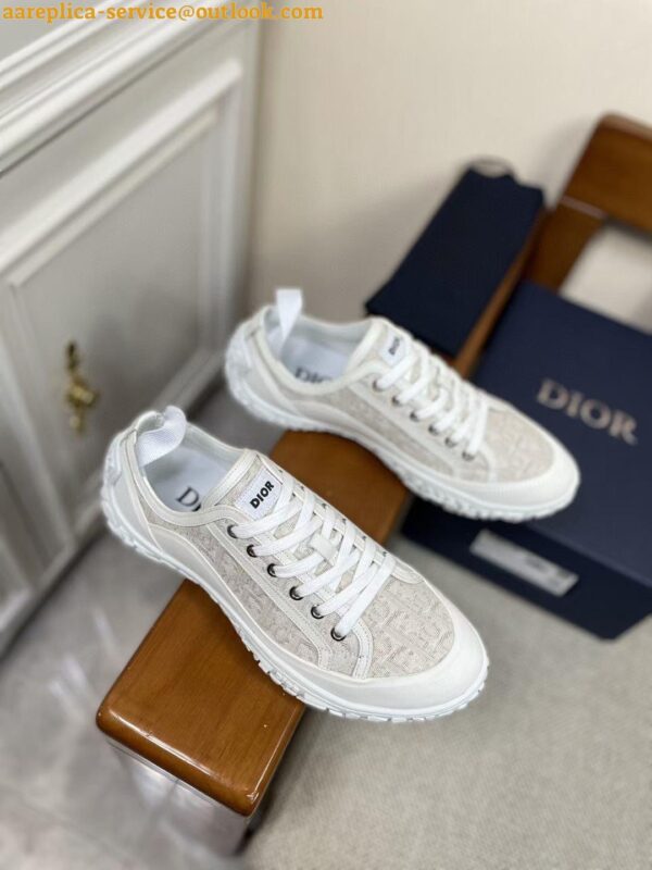 Replica Dior Men's B28 Low-top Sneakers In White Oblique Jacquard 5