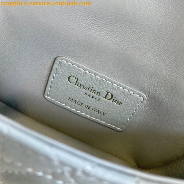 Replica Dior Caro Micro Bag In Blue Cannage Calfskin 8