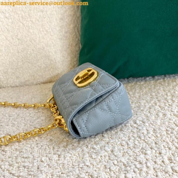 Replica Dior Caro Micro Bag In Blue Cannage Calfskin 10