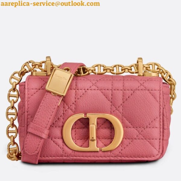 Replica Dior Caro Micro Bag In Pink Cannage Calfskin 3