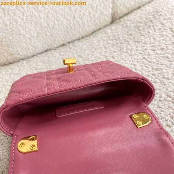 Replica Dior Caro Micro Bag In Pink Cannage Calfskin 6