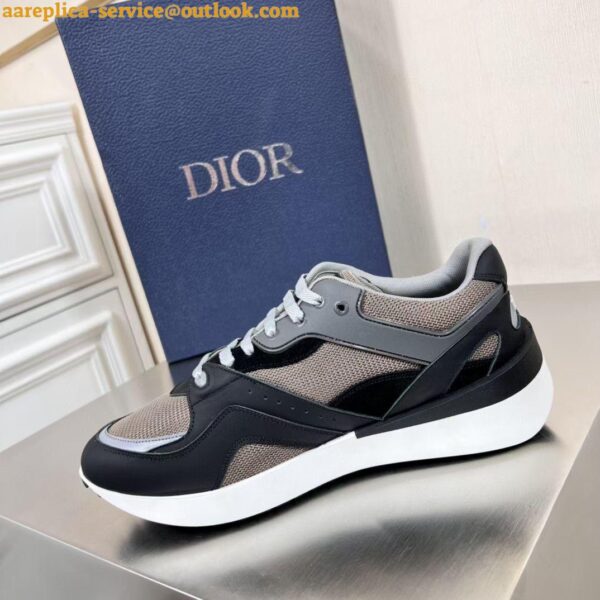 Replica Dior Men's B29 Sneakers In Gray Mesh and Black Suede 3