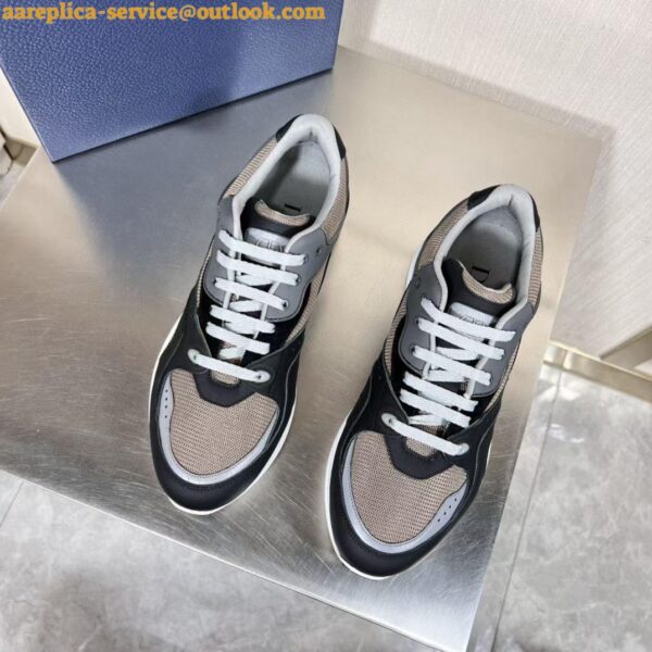 Replica Dior Men's B29 Sneakers In Gray Mesh and Black Suede 4