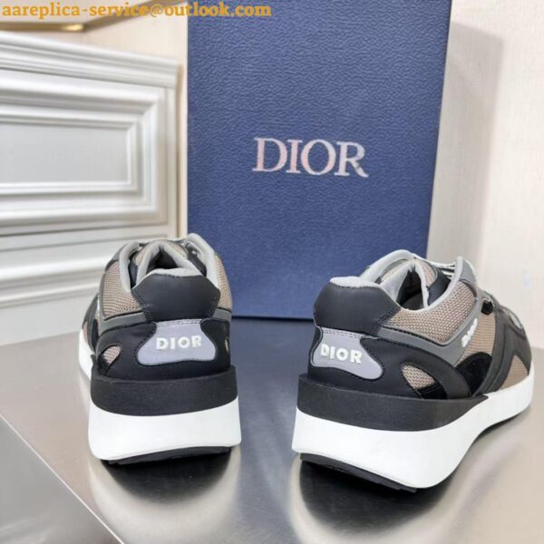 Replica Dior Men's B29 Sneakers In Gray Mesh and Black Suede 5