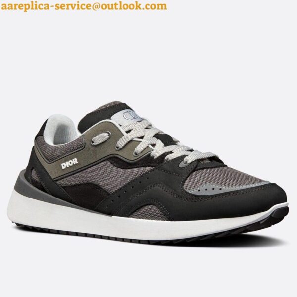 Replica Dior Men's B29 Sneakers In Gray Mesh and Black Suede 6