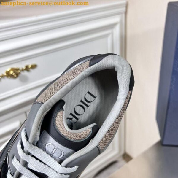 Replica Dior Men's B29 Sneakers In Gray Mesh and Black Suede 7