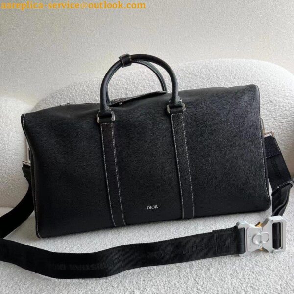 Replica Dior Lingot 50 Duffle Bag In Black Grained Calfskin 7