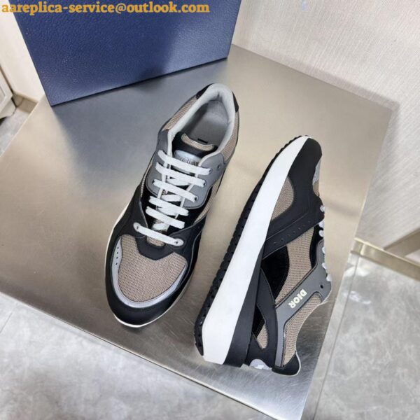 Replica Dior Men's B29 Sneakers In Gray Mesh and Black Suede 8