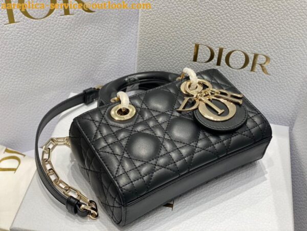 Replica Dior Lady D-Joy Micro Bag In Black Cannage Lambskin 3