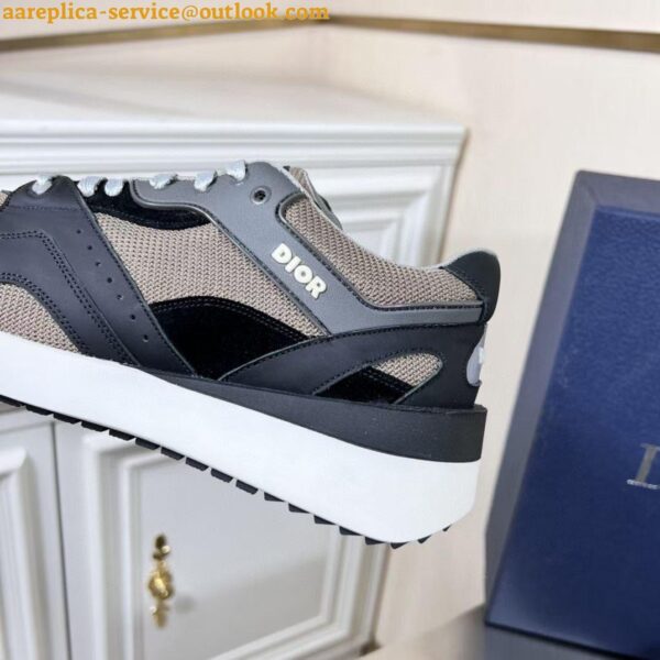 Replica Dior Men's B29 Sneakers In Gray Mesh and Black Suede 9