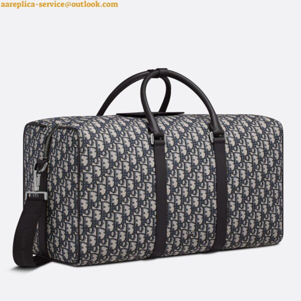 Replica Dior Lingot 50 Duffle Bag In Black Oblique Jacquard 3